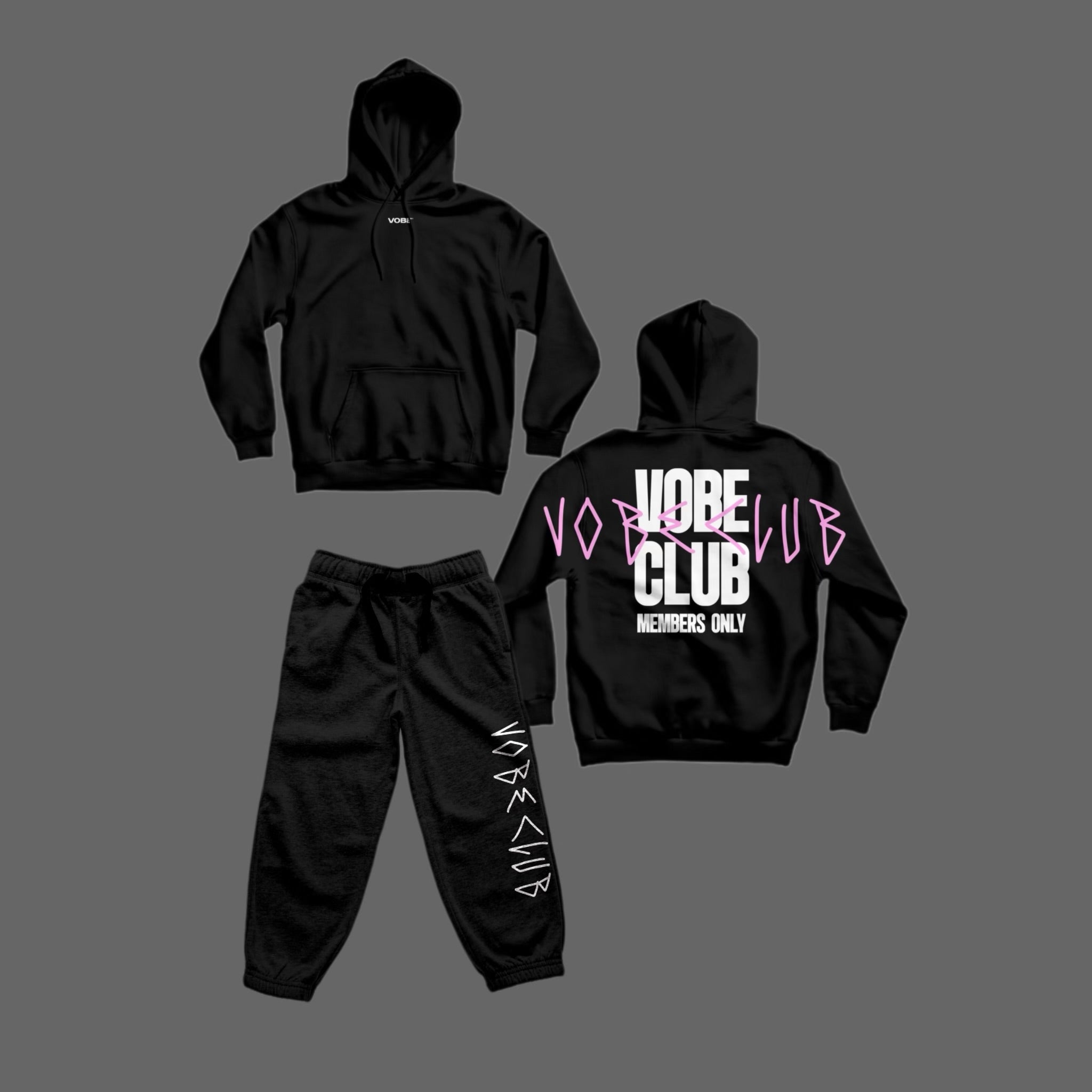 CONJUNTO MOLETOM + CALÇA “VOBE CLUB” (PRETO)